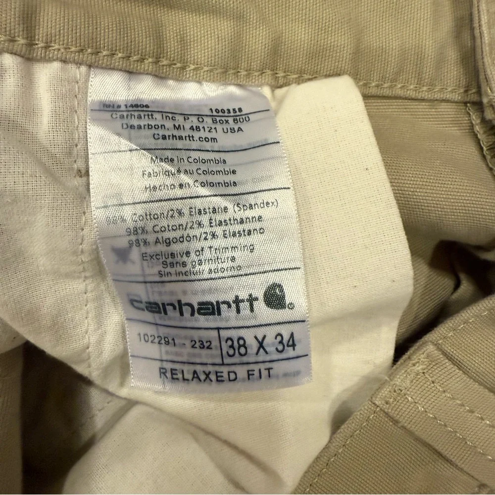 Carhartt Men’s Tan Relaxed Rugged Flex Utility Cotton Blend Work Pant sz 38x34